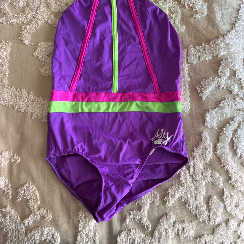 Sylvia P Joy Club Leotard Pink, Neon Green, and Purple